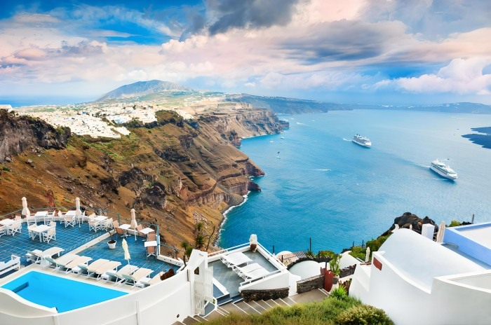 Santorini Overlooking Caldera Sea