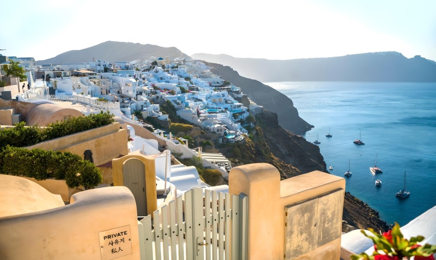 Admiring Caldera View On Santorini
