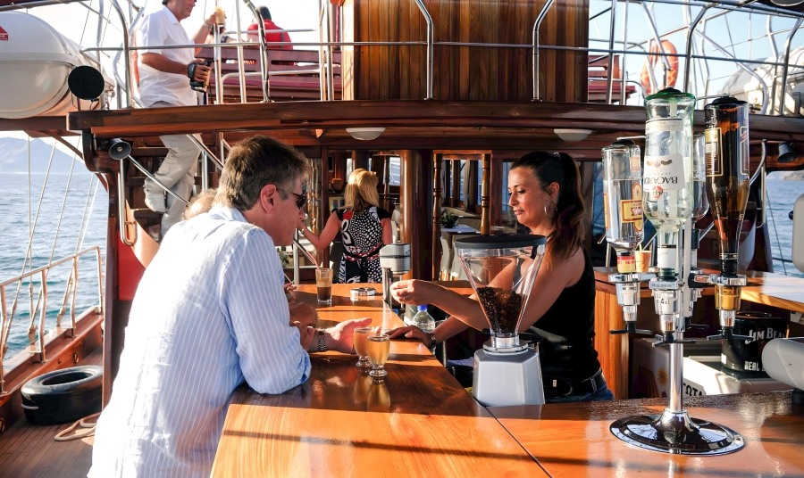 Bar On Boat To Volcano