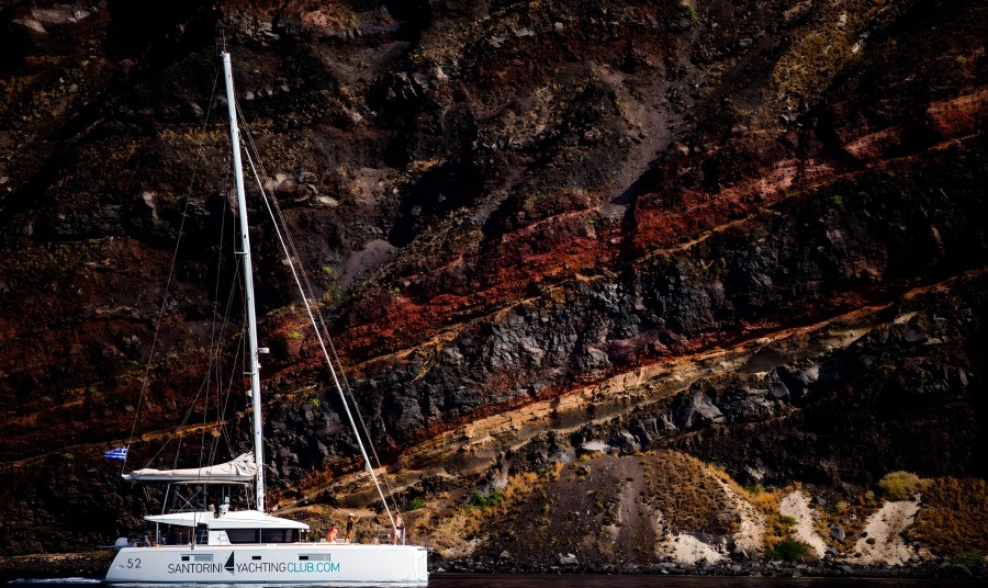 Sailing Catamaran Lagoon Santorini Caldera