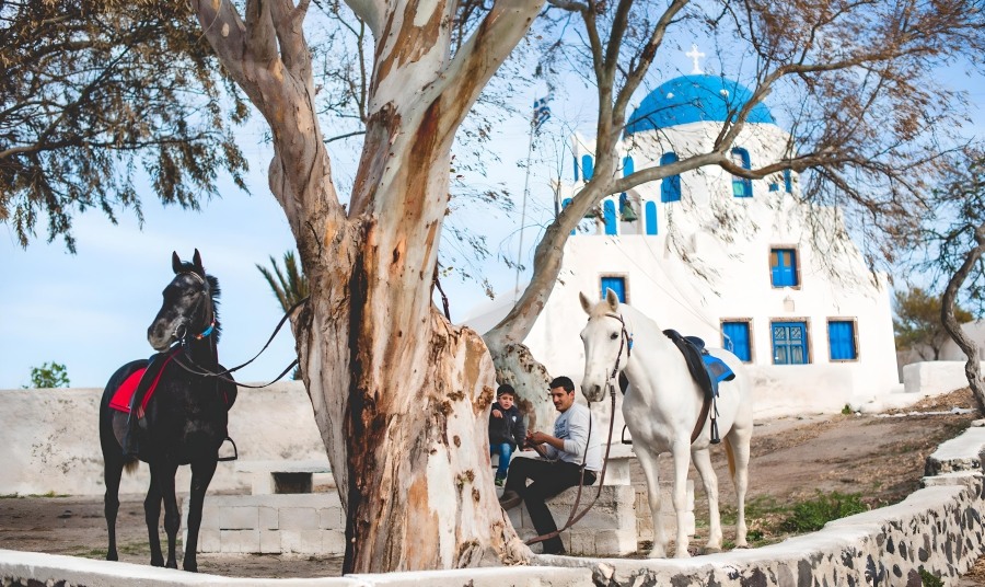 Santorini Horse Riding Church Greece