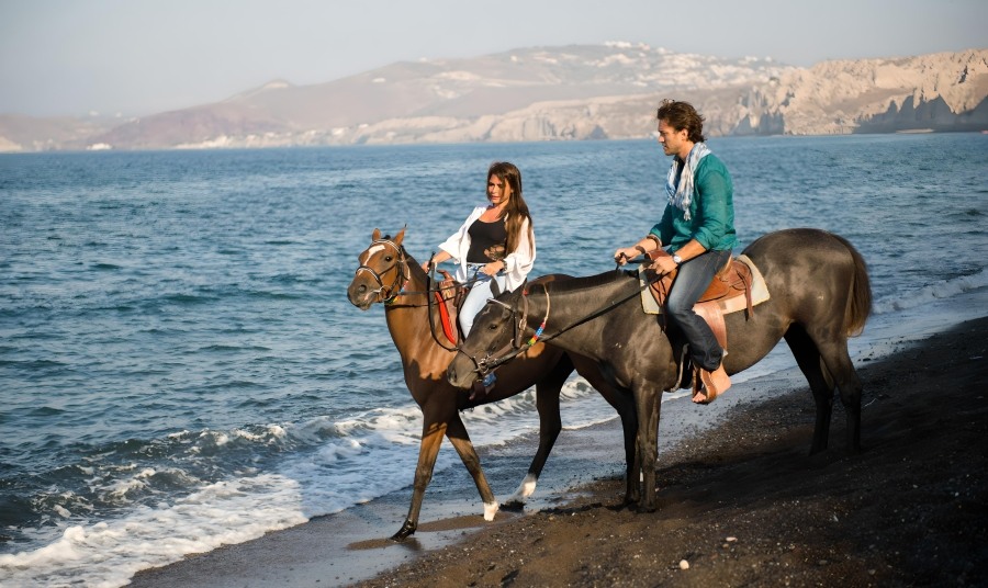 Santorini Horses Black Beach