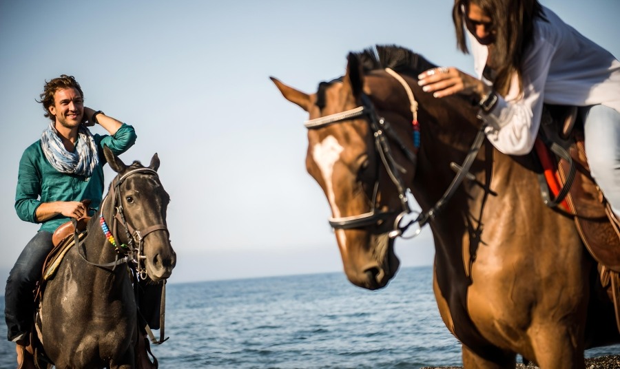 Santorini Horses Black Beach Greece